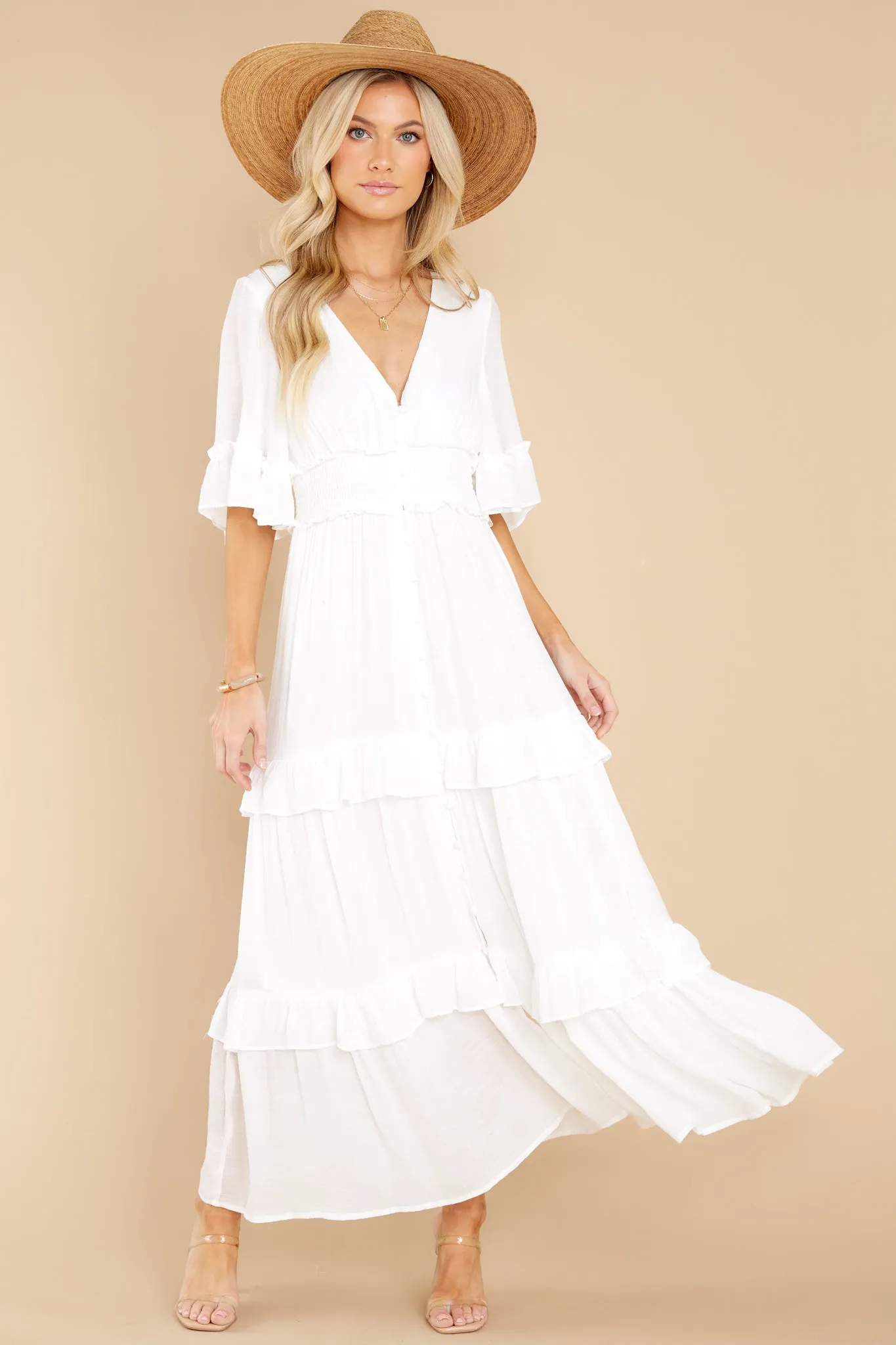 Twirl Some More White Midi Dress