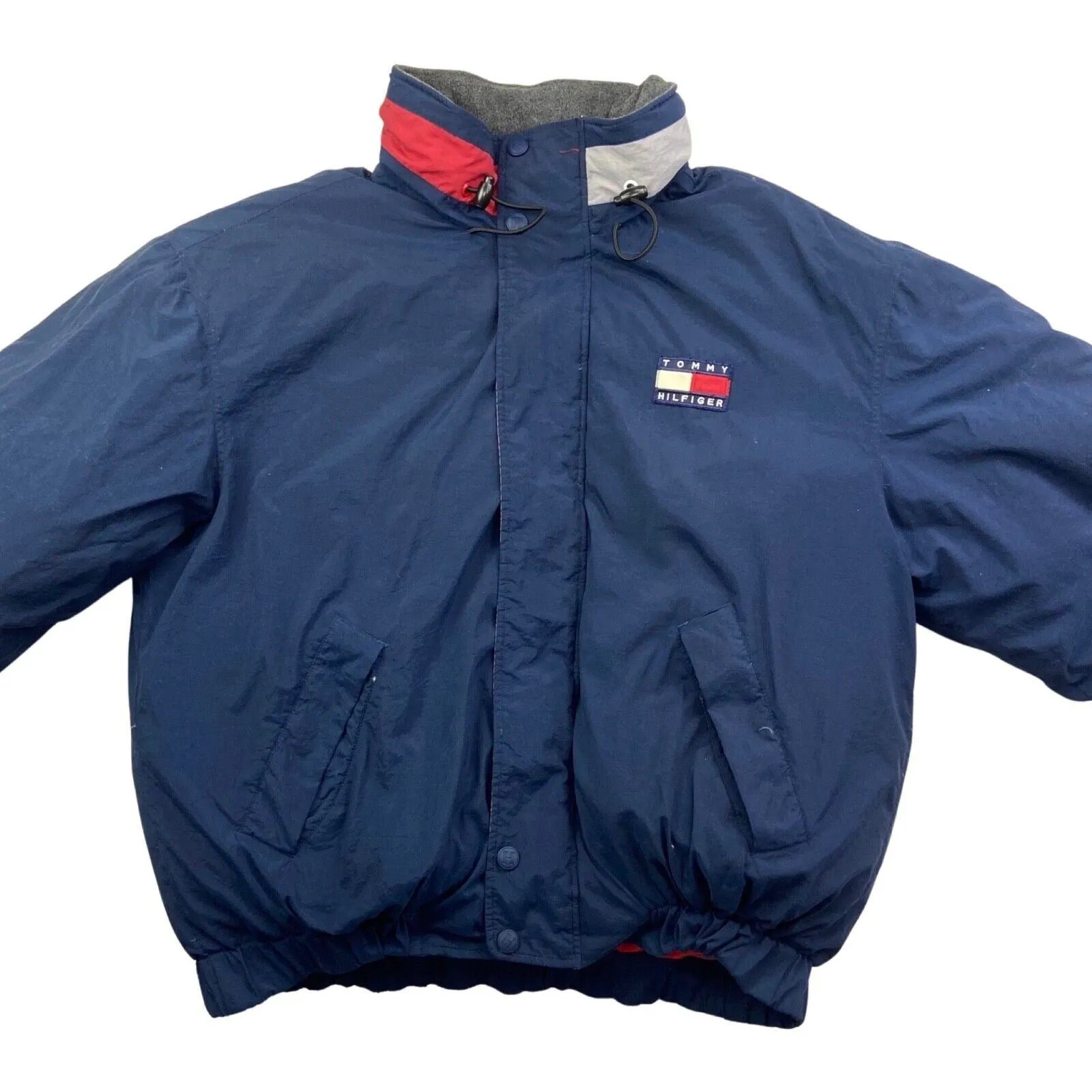 Vintage 00s 90s Navy Blue Tommy Hilfiger Down Padded Puffer Coat XL