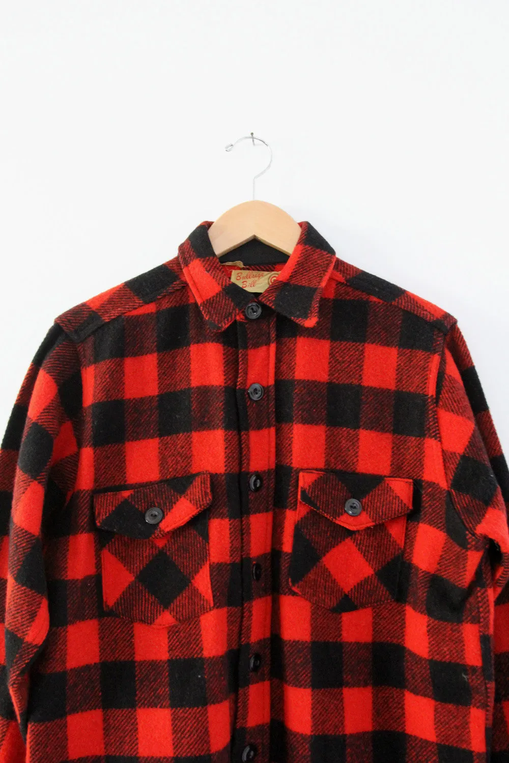 vintage 40s Bullseye Bill wool plaid shirt coat