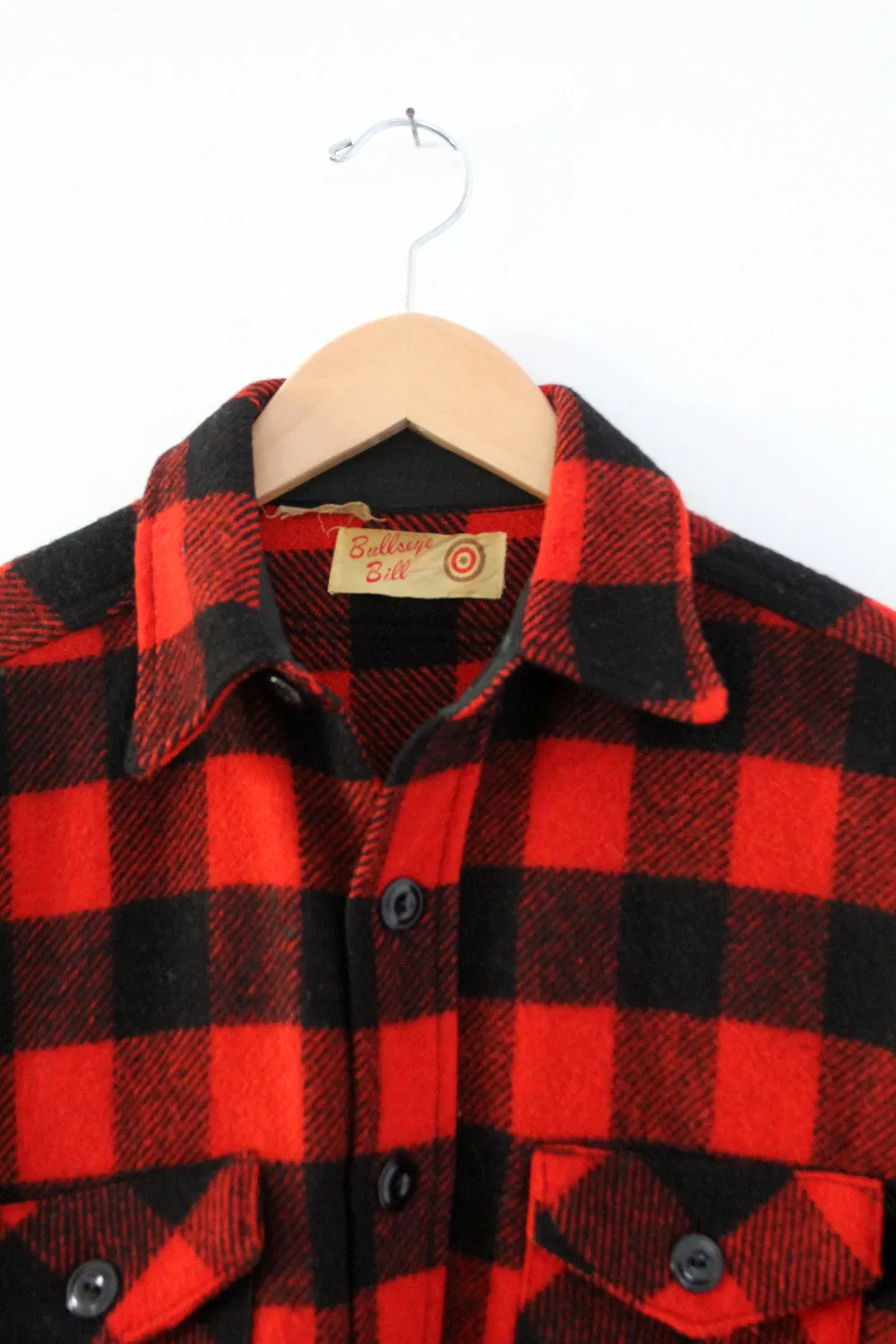 vintage 40s Bullseye Bill wool plaid shirt coat