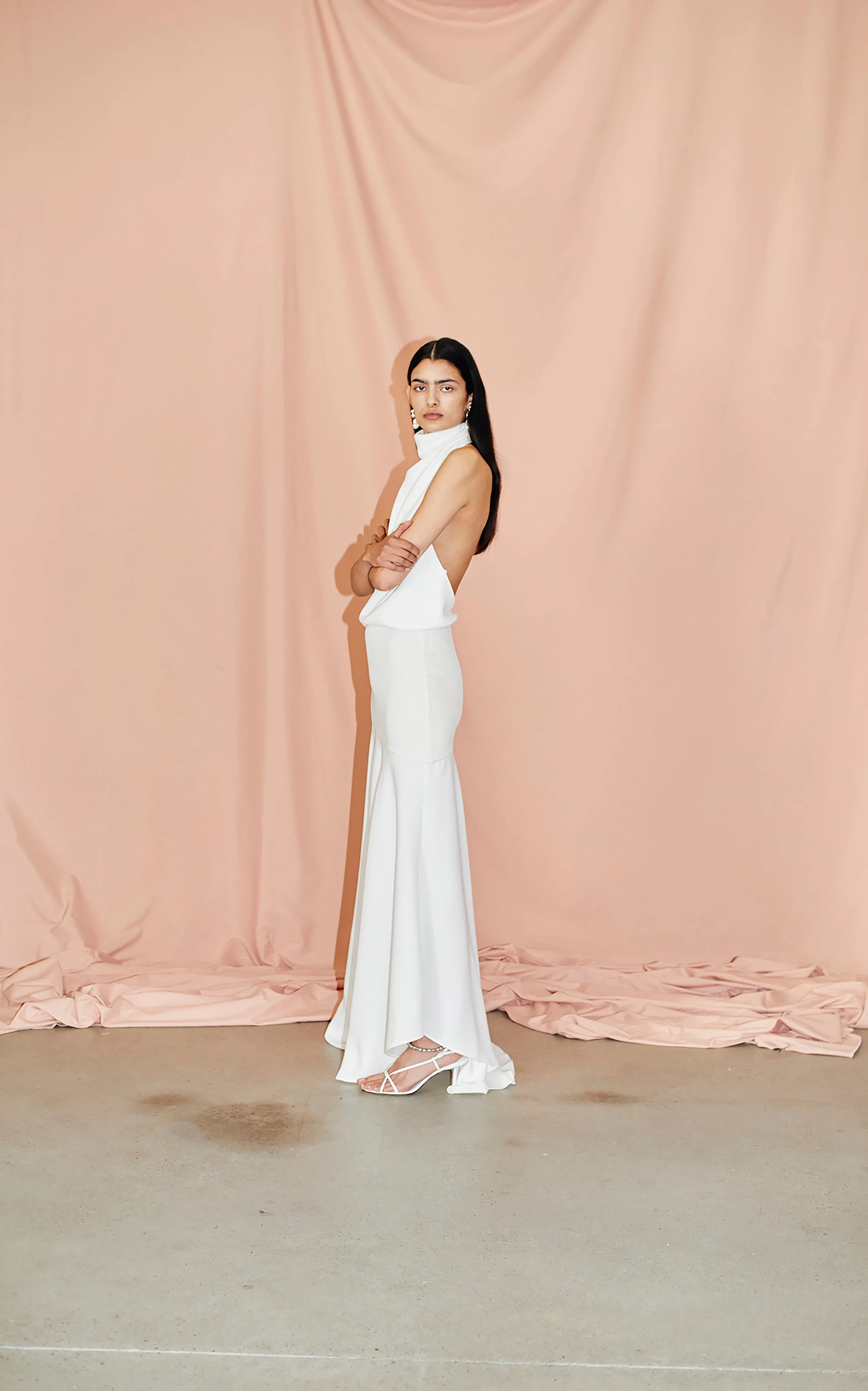 Volute Halter Maxi Dress | Ivory