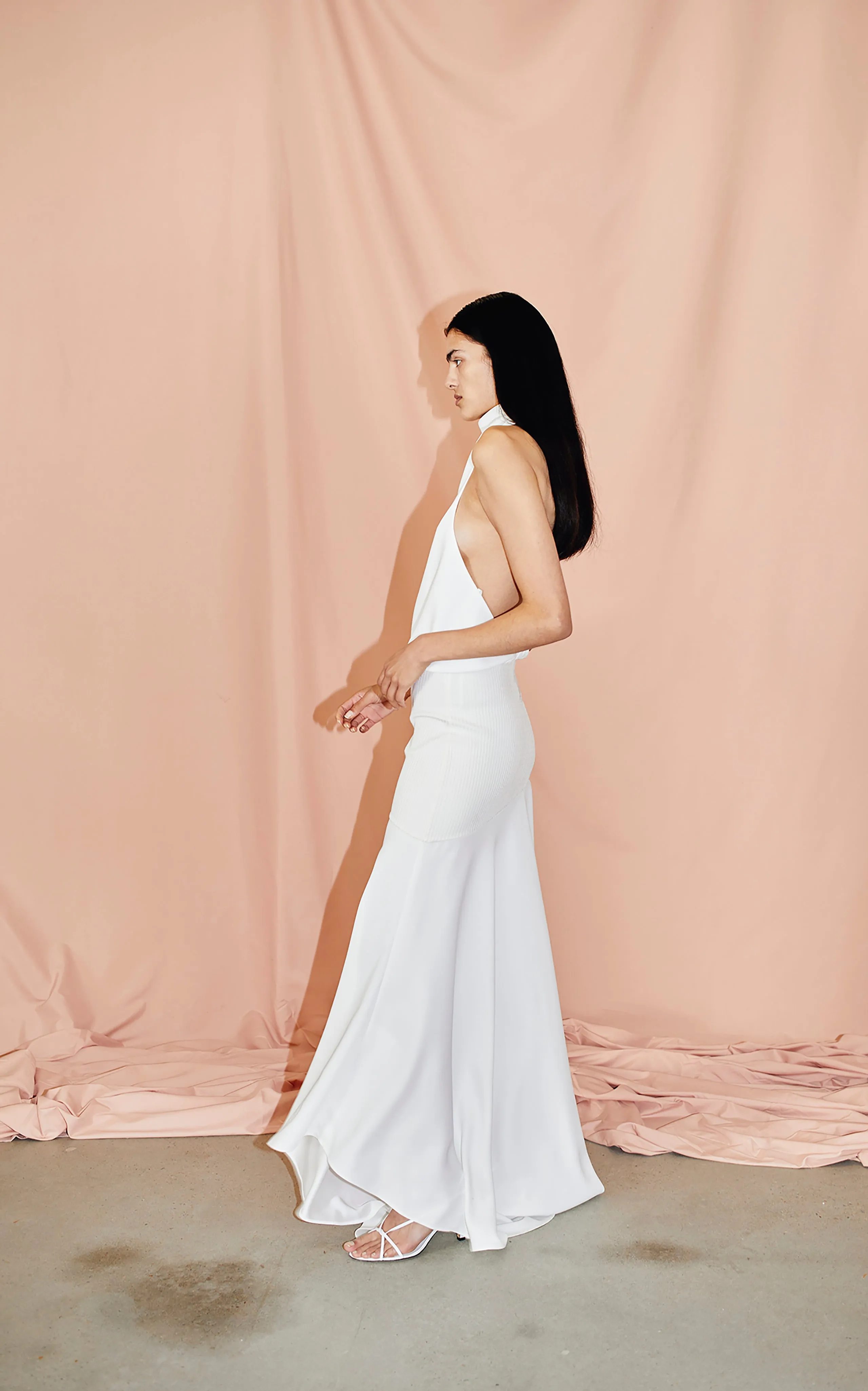 Volute Halter Maxi Dress | Ivory