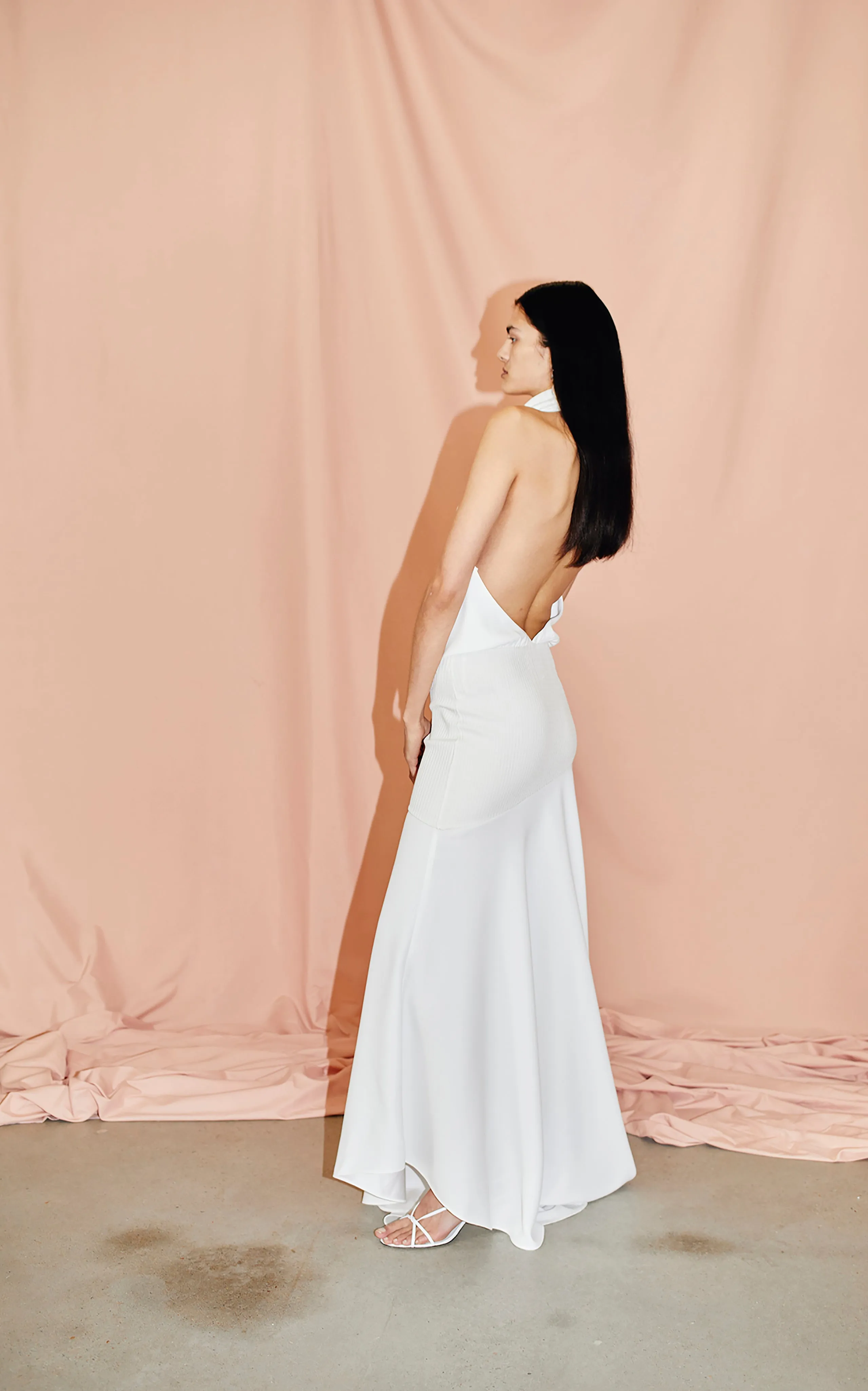 Volute Halter Maxi Dress | Ivory