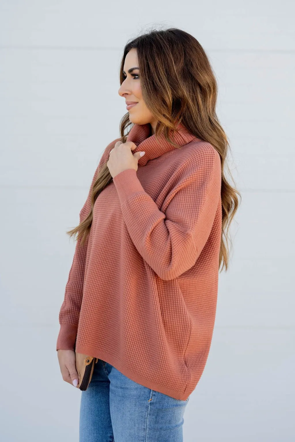 Waffled Turtleneck Sweater Tee