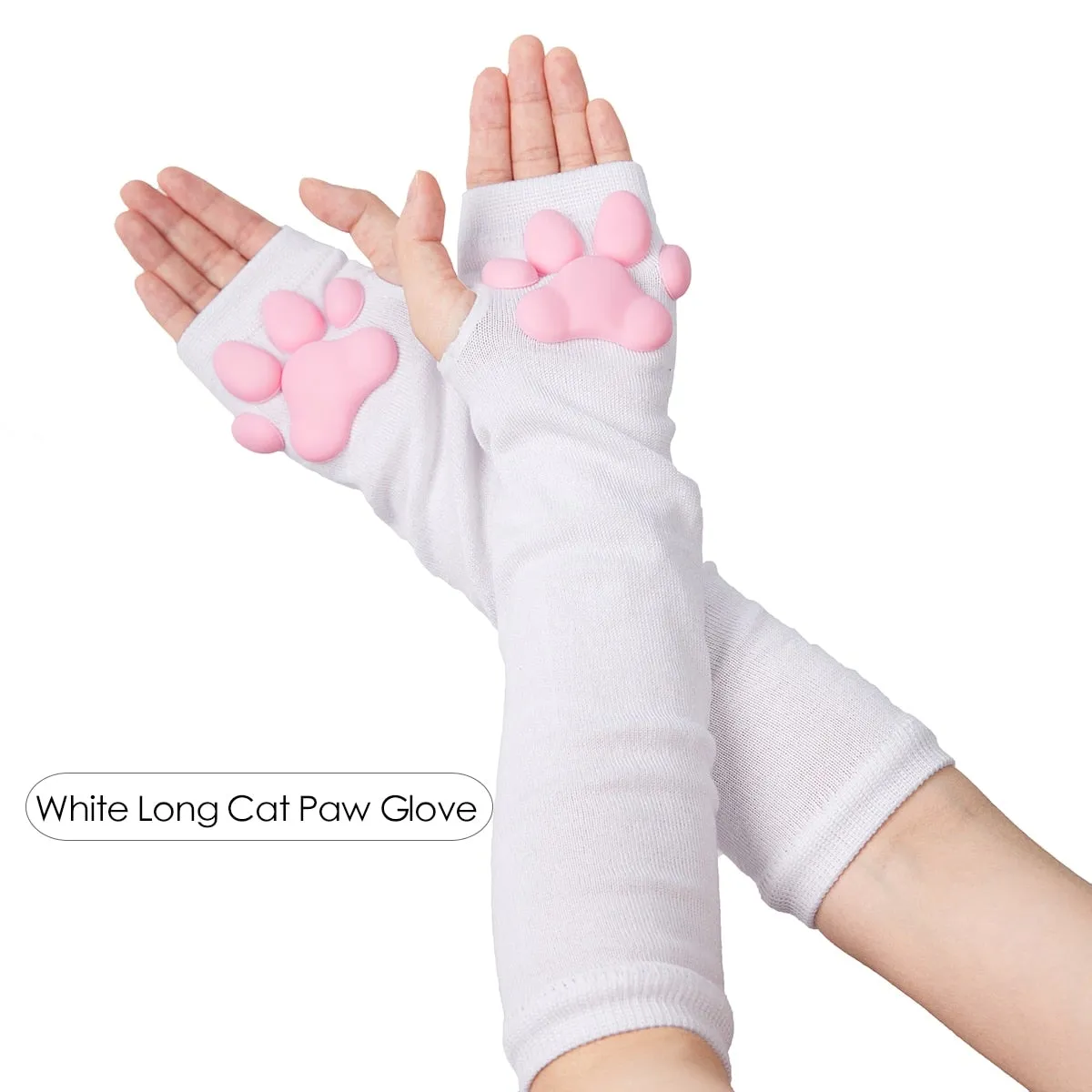 Wenkouban 3D Silicone Cat Paw Gloves Socks Stockings Cute Kitten Fingerless Mittens Pawpads Gloves Women Girls Christmas Halloween Cosplay 1231