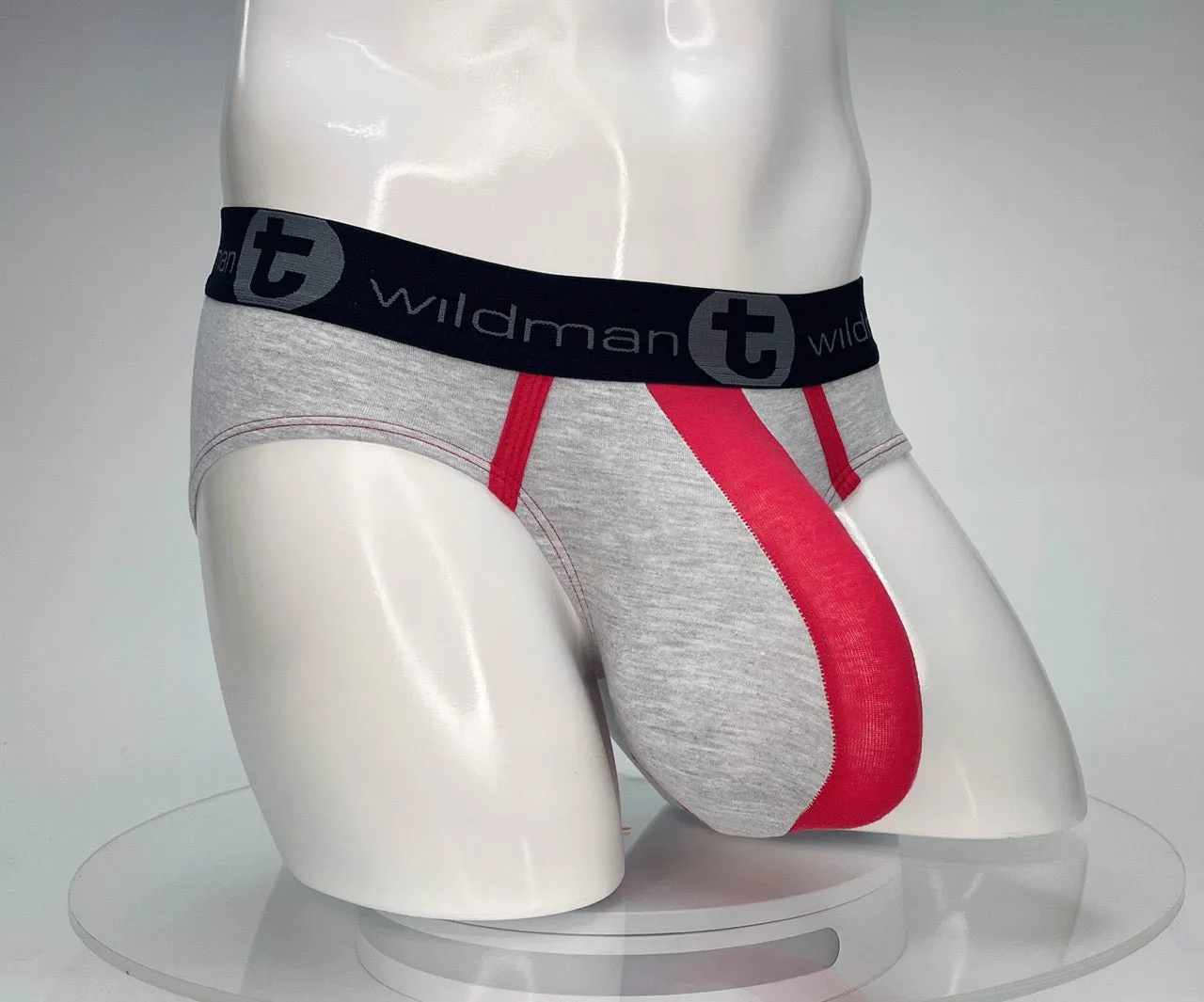 WildmanT Cotton Monster Cock Brief Red and Gray