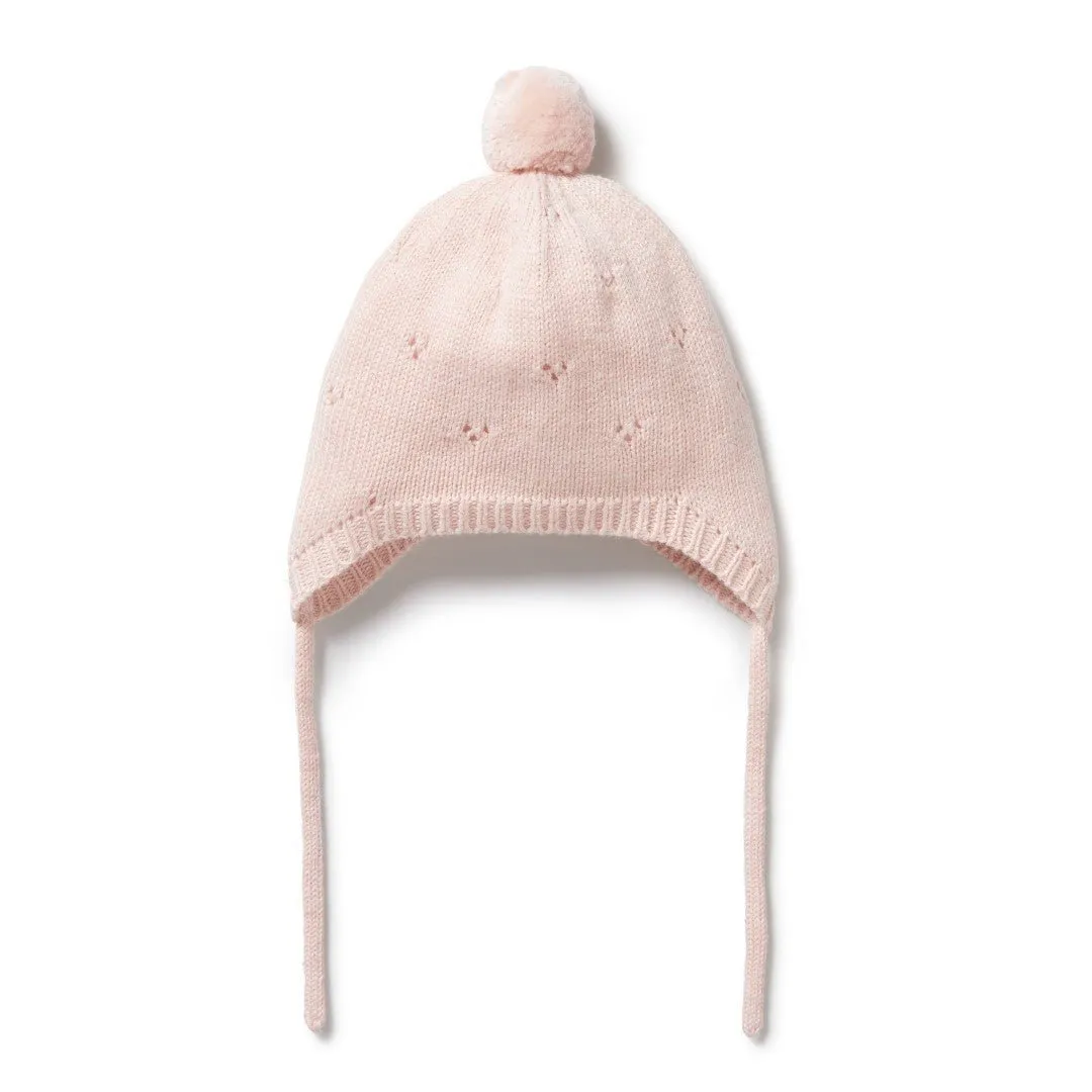 Wilson & Frenchy Knitted Knitted Pointelle Bonnet - Pink