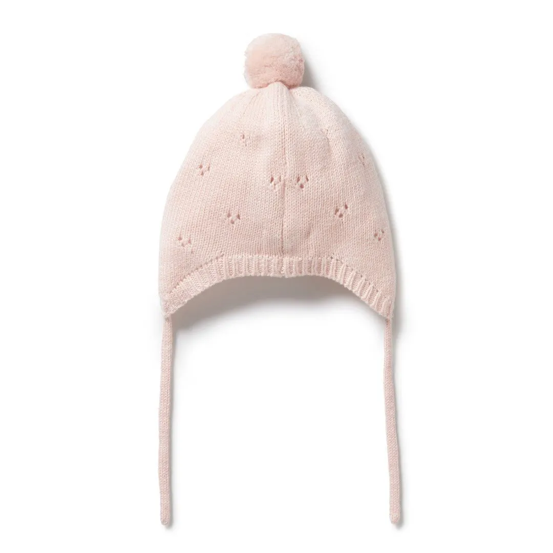 Wilson & Frenchy Knitted Knitted Pointelle Bonnet - Pink