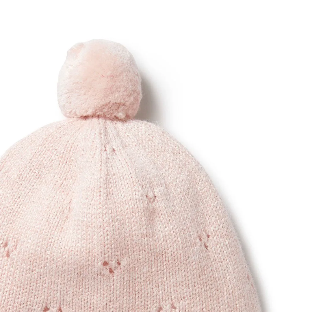 Wilson & Frenchy Knitted Knitted Pointelle Bonnet - Pink