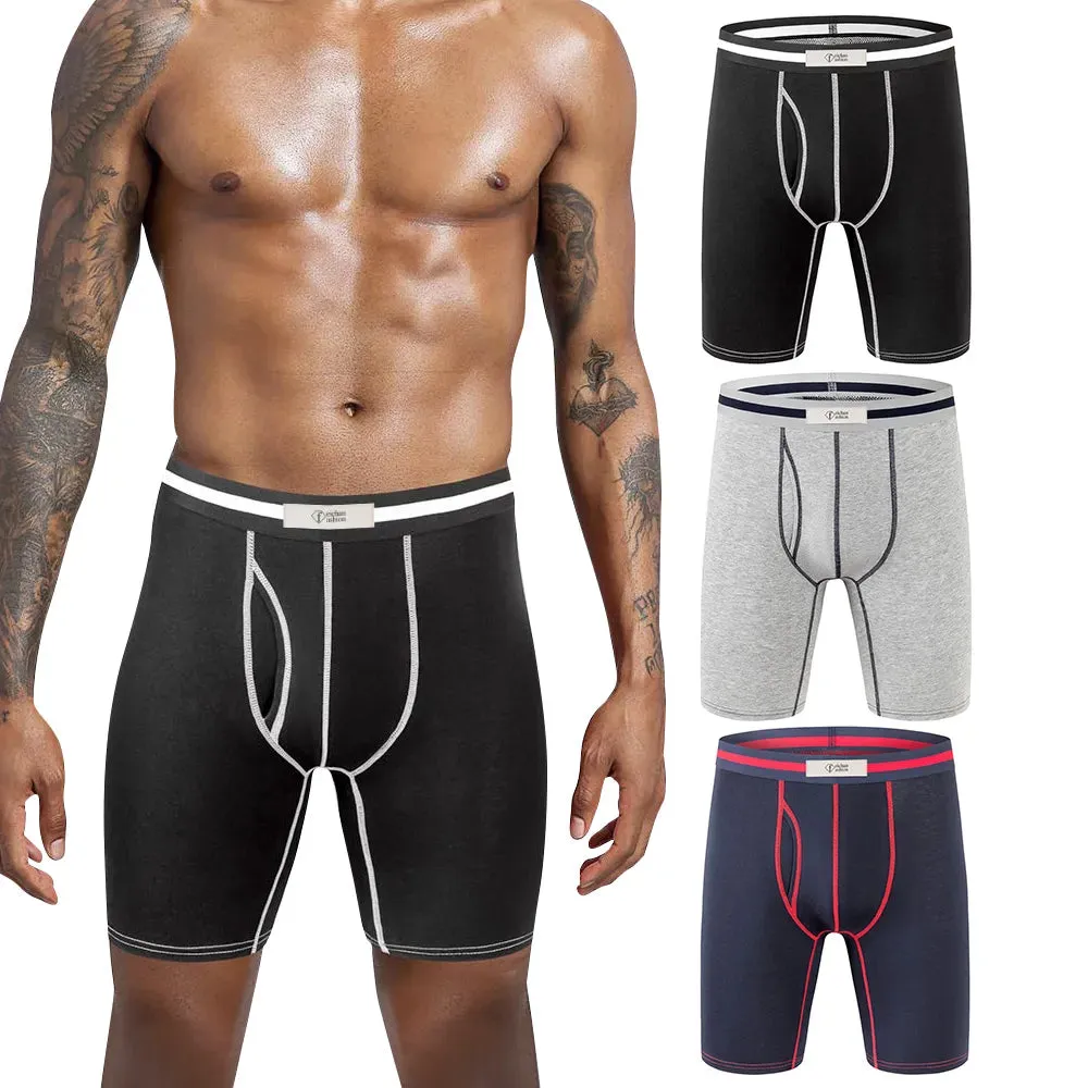 Winter Men's Cotton Underwear Sports Lengthened Boxer Shorts, Elastic Breathable full Support Bag Open