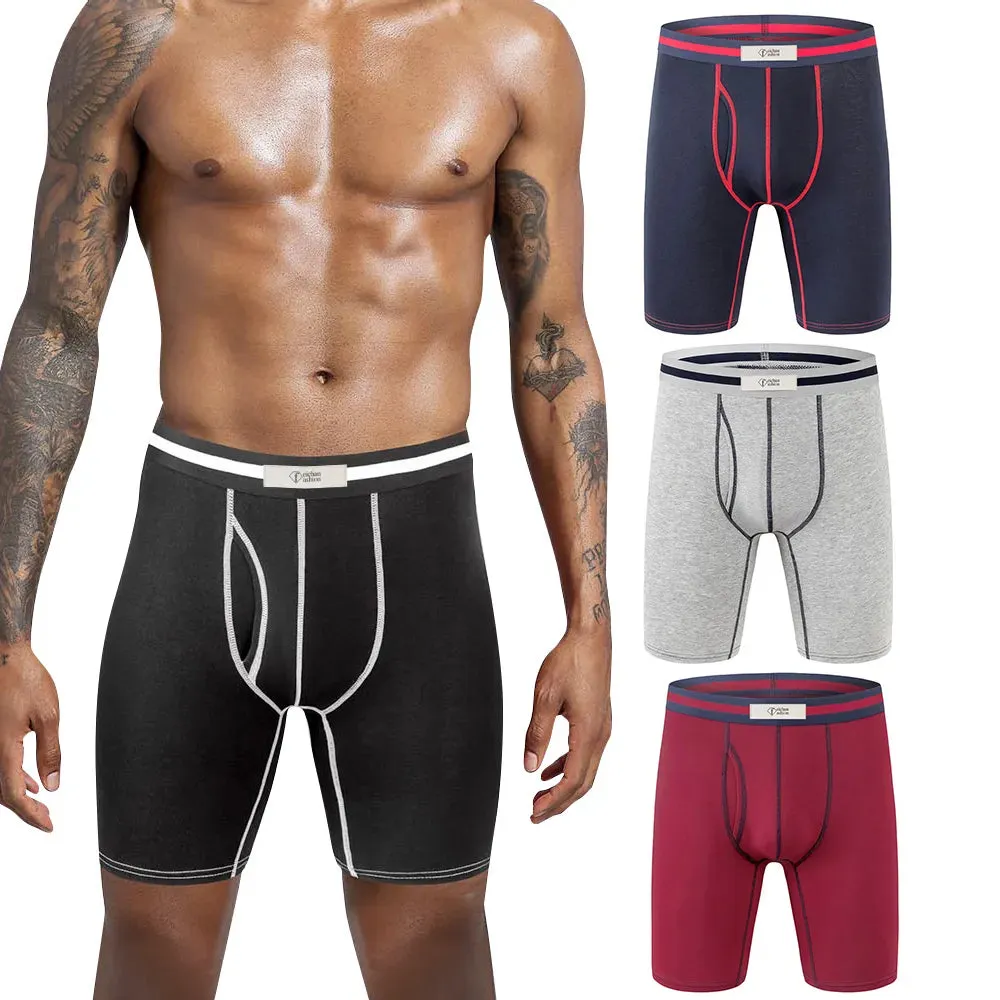 Winter Men's Cotton Underwear Sports Lengthened Boxer Shorts, Elastic Breathable full Support Bag Open