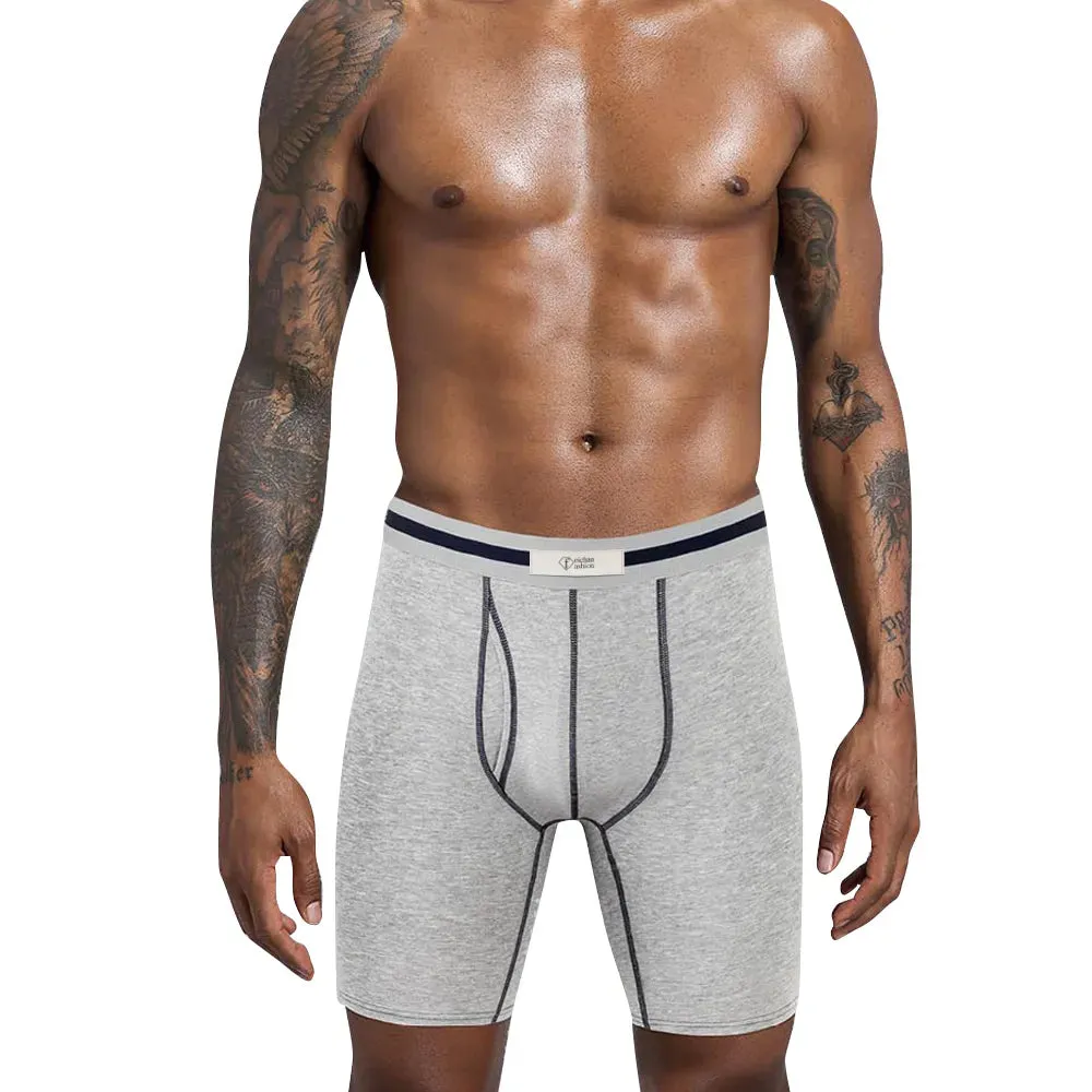 Winter Men's Cotton Underwear Sports Lengthened Boxer Shorts, Elastic Breathable full Support Bag Open