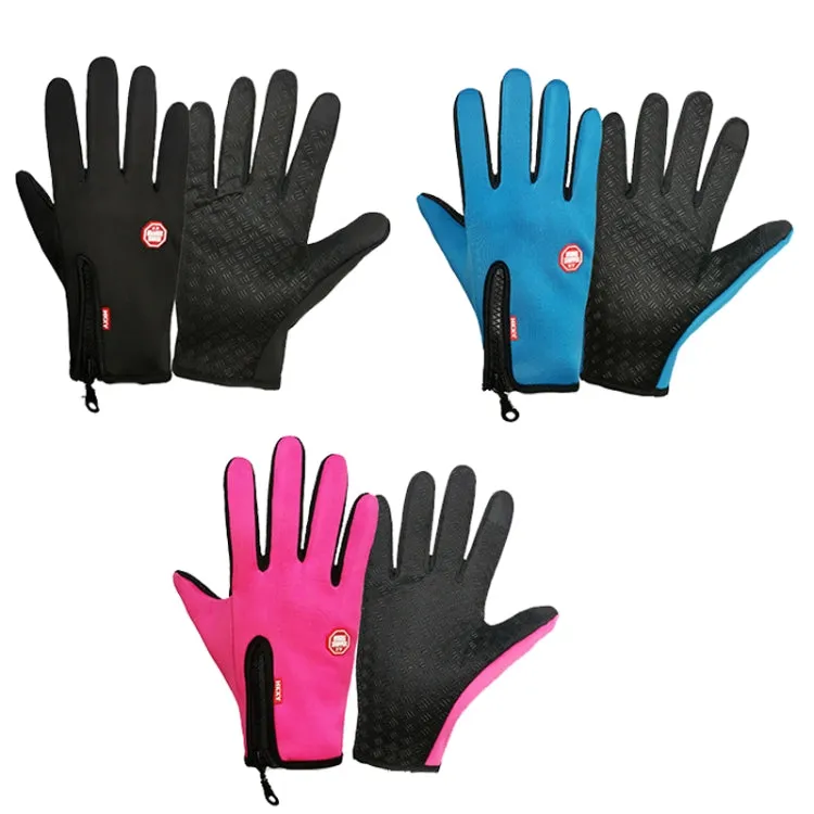 Winter Outdoor Riding Sports Waterproof Touch Screen Glove, Size: L(H041 Blue)