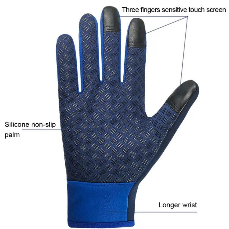 Winter Outdoor Riding Sports Waterproof Touch Screen Glove, Size: L(H041 Blue)