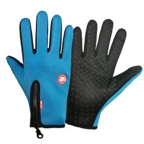 Winter Outdoor Riding Sports Waterproof Touch Screen Glove, Size: L(H041 Blue)