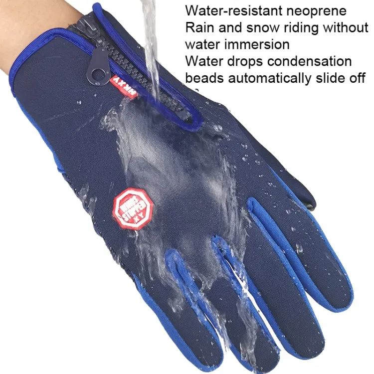 Winter Outdoor Riding Sports Waterproof Touch Screen Glove, Size: L(H041 Blue)