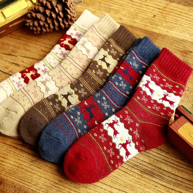 Women Socks Lady Christmas Gift Sock Winter Cute Wool 3D Ladies Crazy Sock Female Thermal Thicken Warm Animal Socks