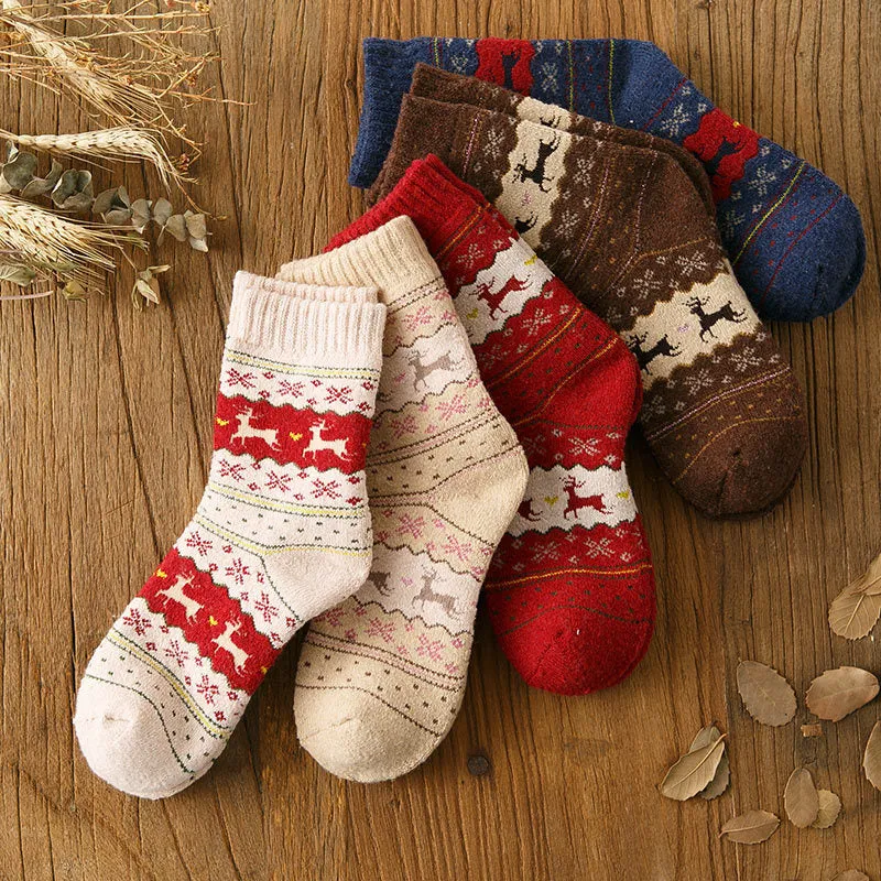 Women Socks Lady Christmas Gift Sock Winter Cute Wool 3D Ladies Crazy Sock Female Thermal Thicken Warm Animal Socks