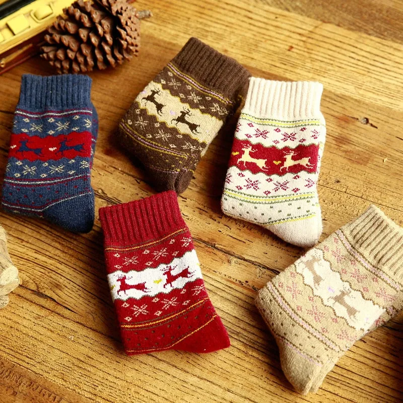 Women Socks Lady Christmas Gift Sock Winter Cute Wool 3D Ladies Crazy Sock Female Thermal Thicken Warm Animal Socks