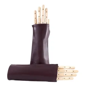 Women's fingerless bordeaux nappa leather gloves unlined