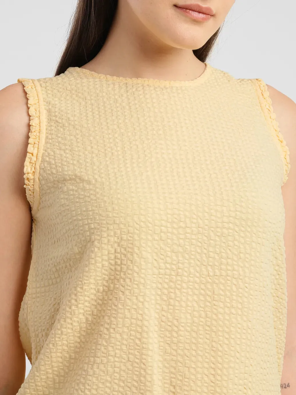 Women's Solid Yellow Round Neck Top