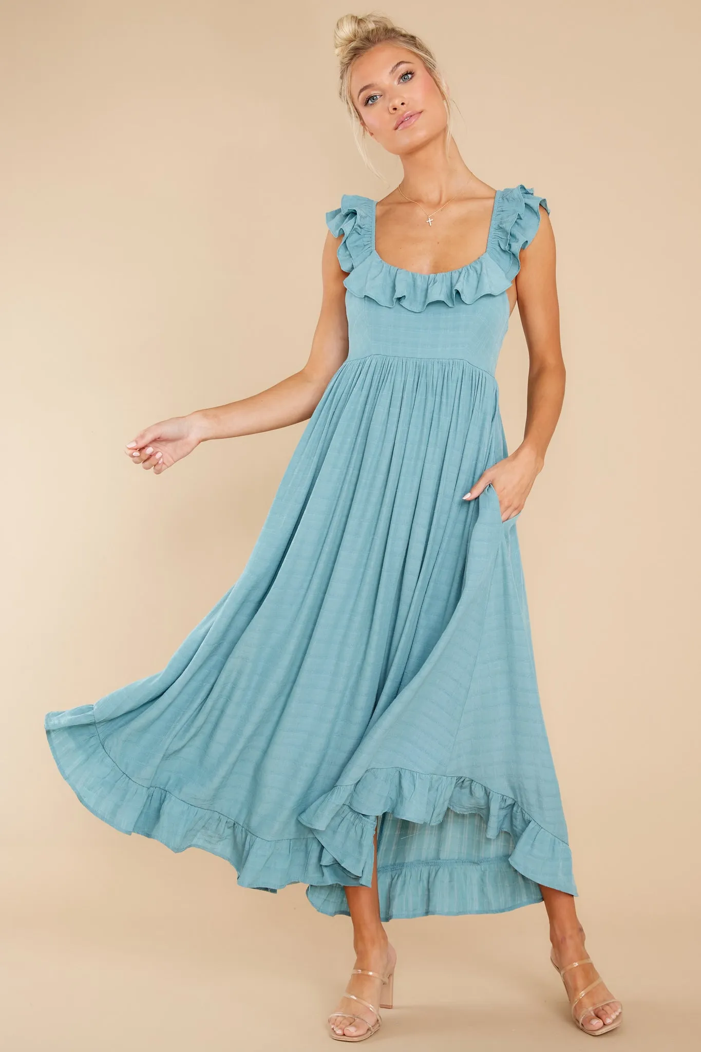 Your Dream Girl Turquoise Blue Midi Dress