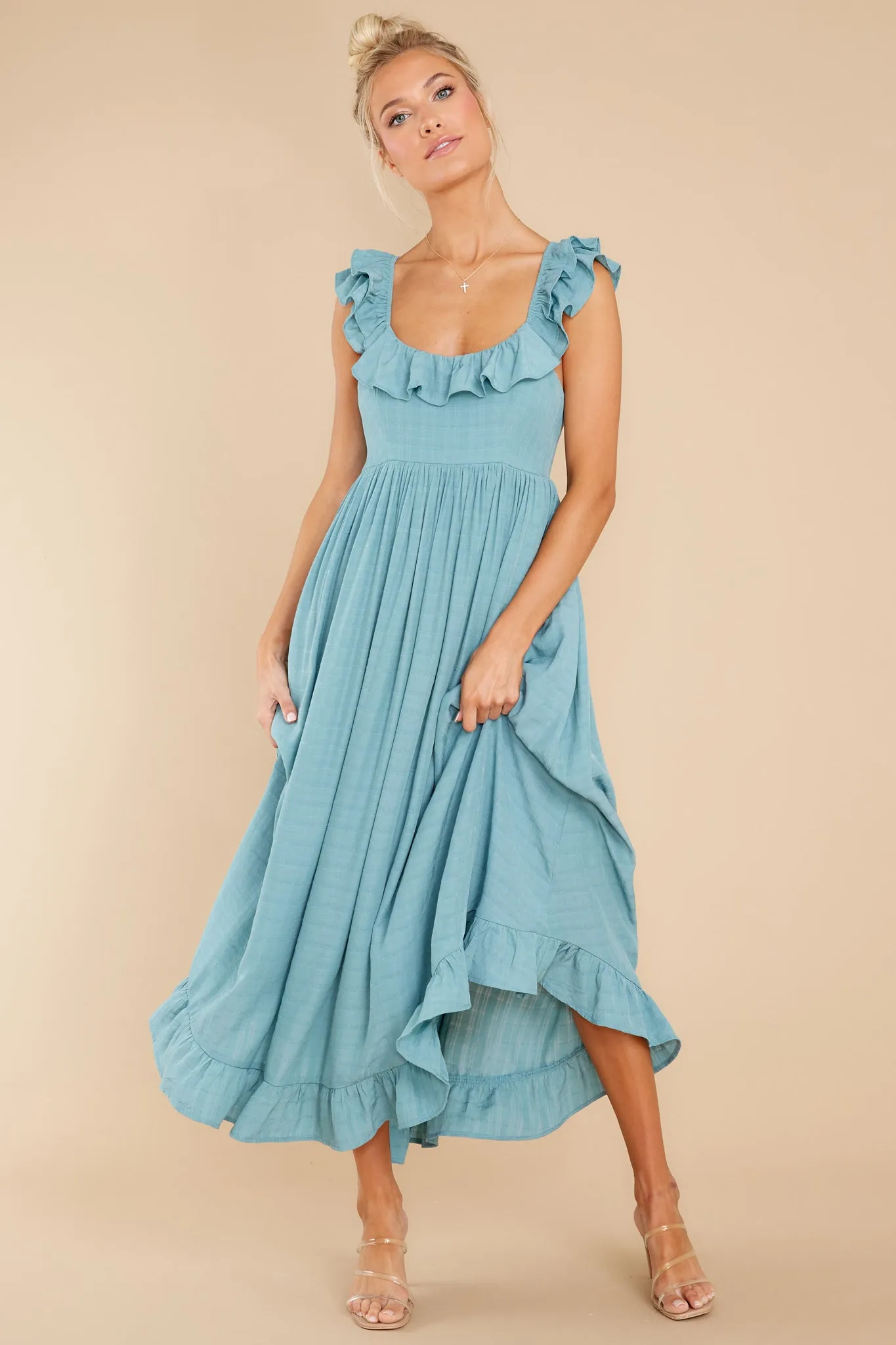 Your Dream Girl Turquoise Blue Midi Dress