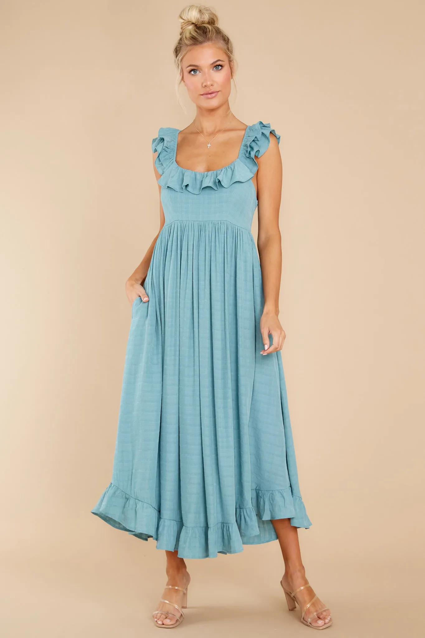 Your Dream Girl Turquoise Blue Midi Dress